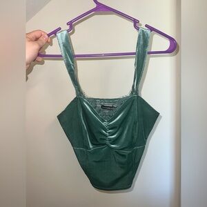 Abercrombie & Fitch Seafoam Green tank top velvet with lace
